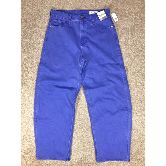 GAP Barrel High Rise Jeans Women 30 Blue No Stretch Tapered Leg Denim NEW - Picture 3 of 15
